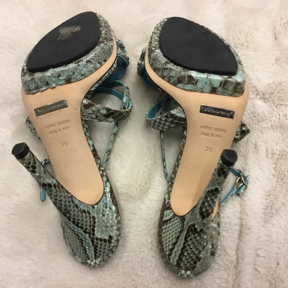 Dolce & Gabbana Blue Green Python Heels - Size 6 - Picture 6 of 7